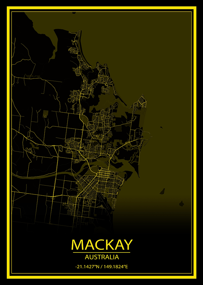 Mackay AUS Yellow City Map