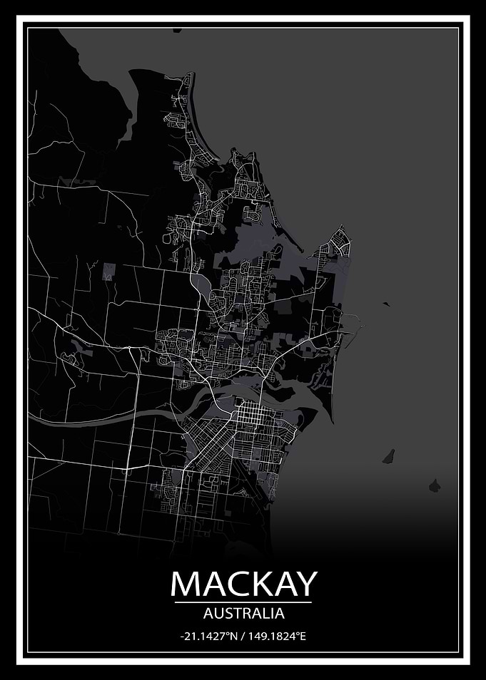 Mackay Australia Black Map