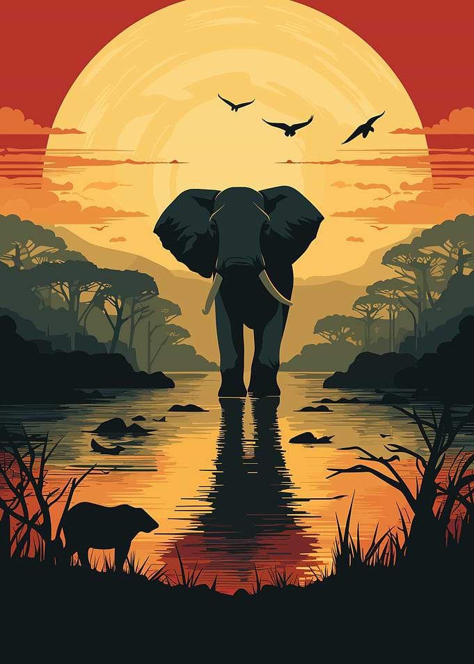 elephant animal retro