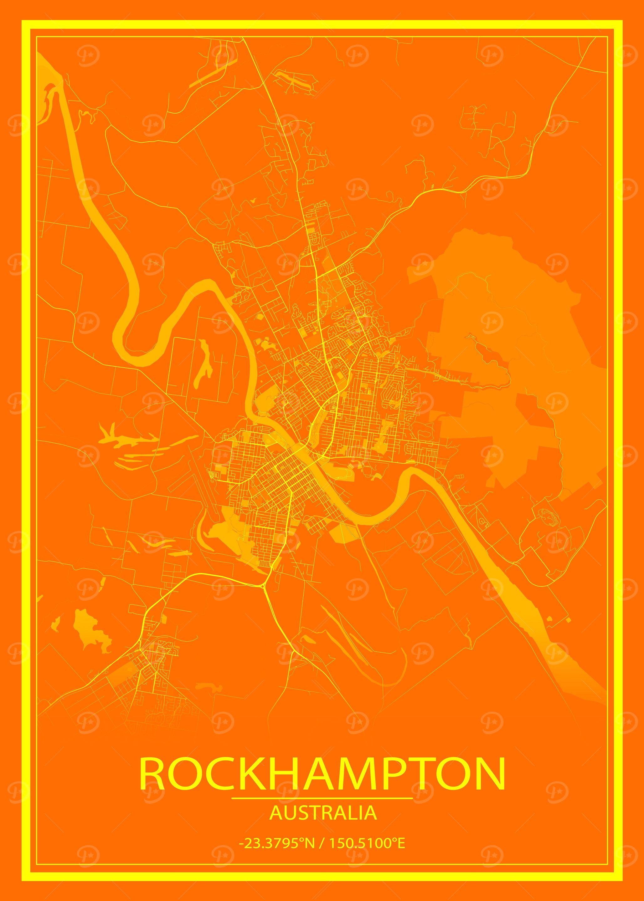 Rockhampton AUS Orange Map