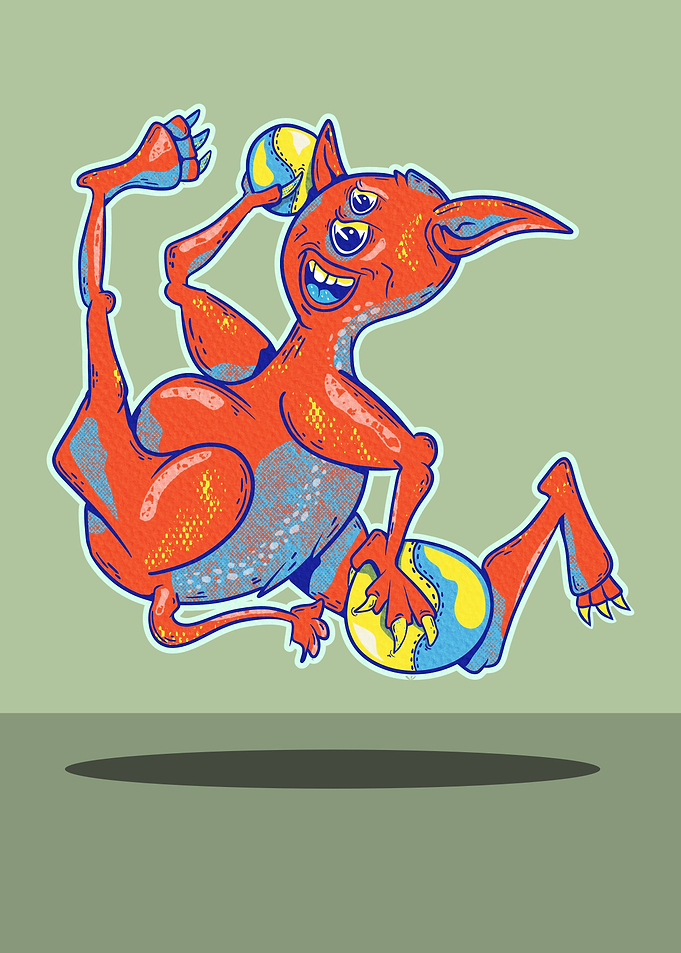 Monster playing dodgeball