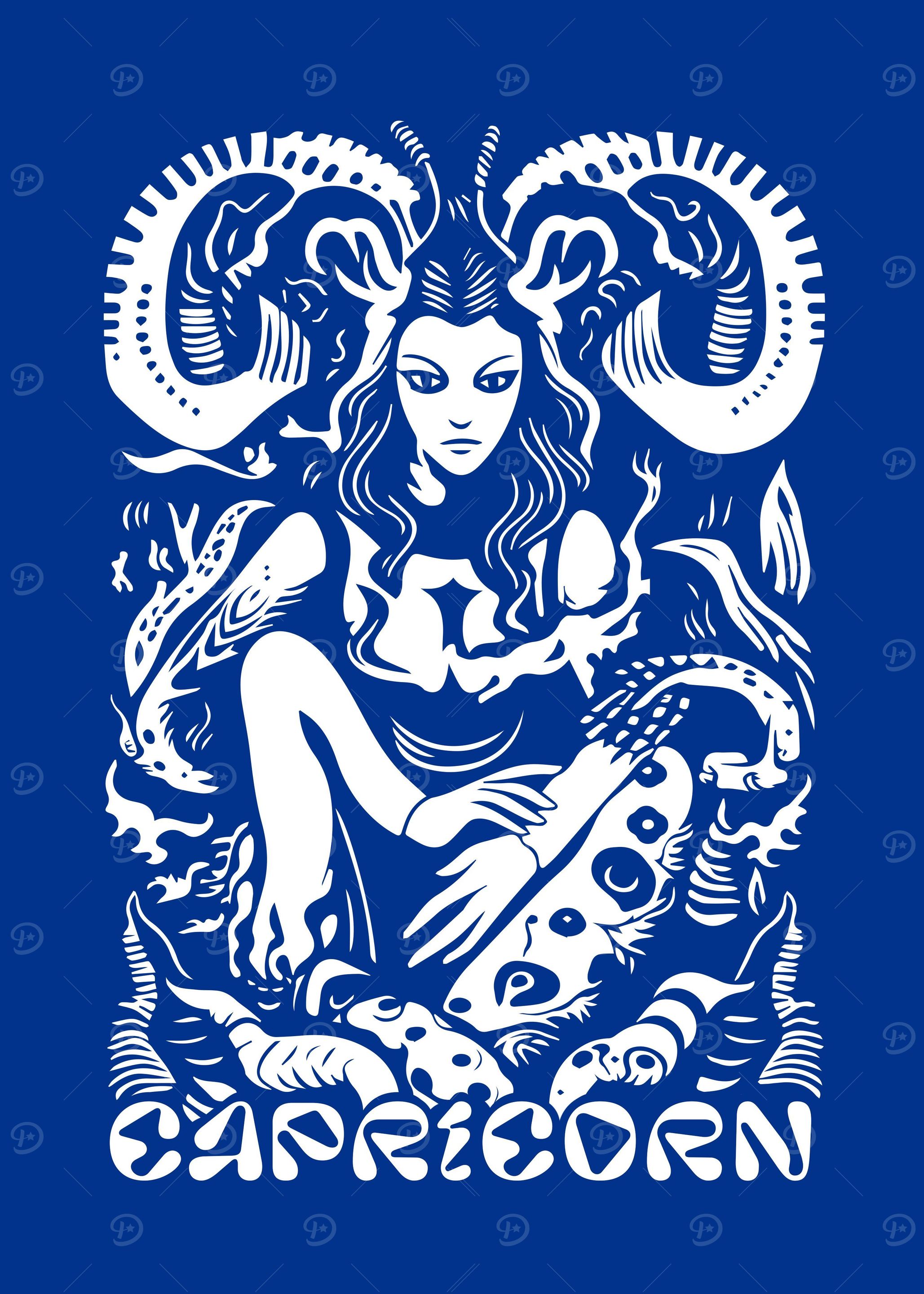 Blue portrait of Capricorn