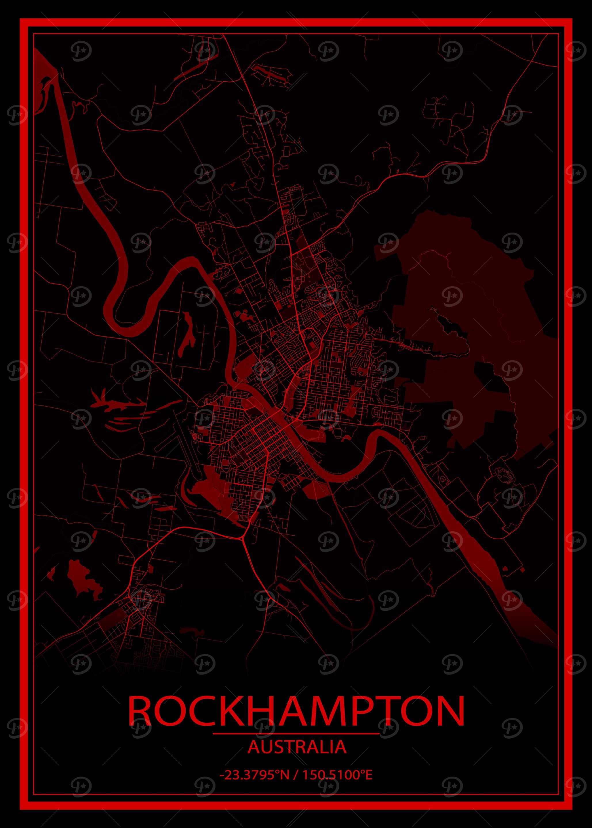 Rockhampton Red City Map