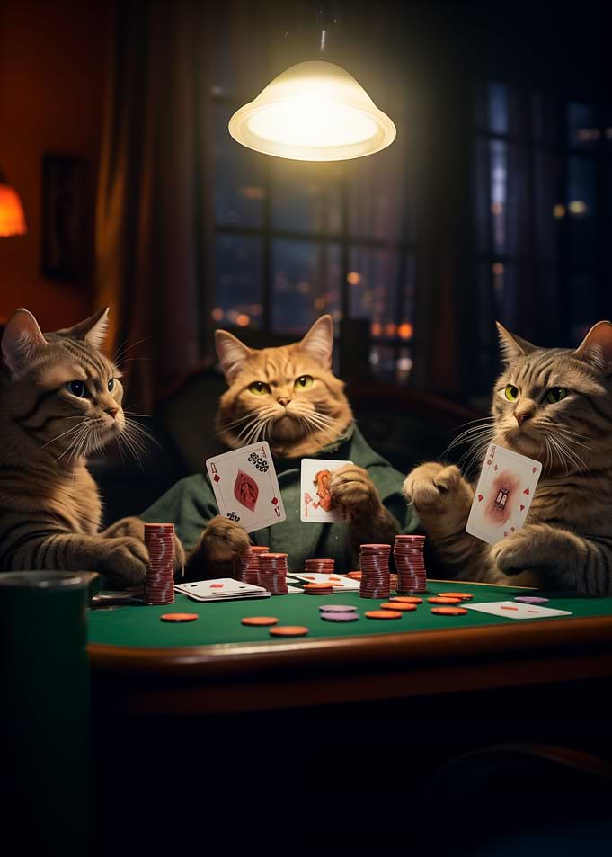 Funny Cats Playing Poker