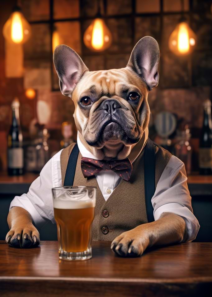 French Bulldog in the Pub