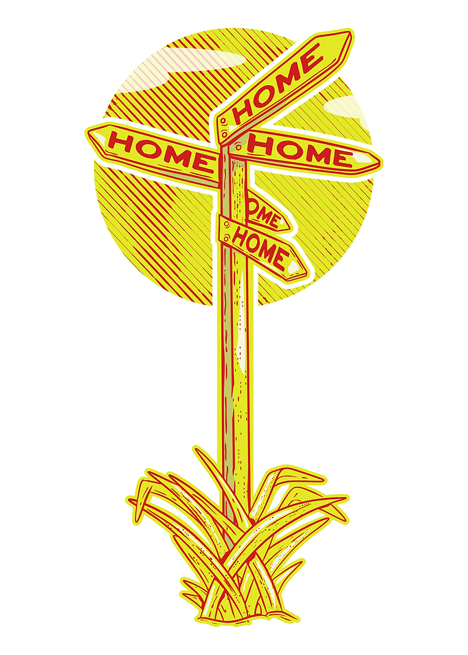Sign pointing home