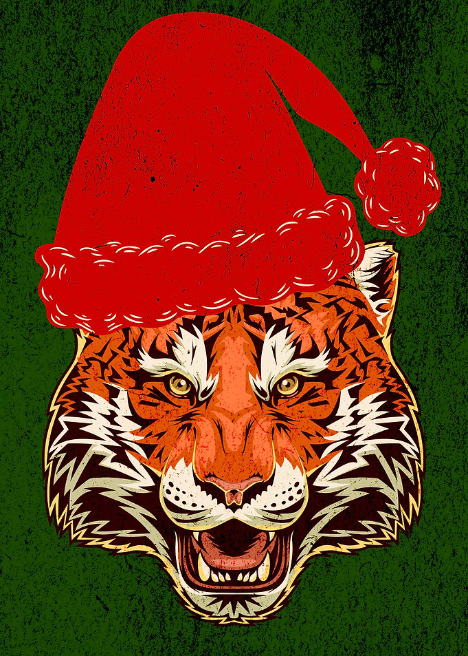 TIGER SANTA HAT