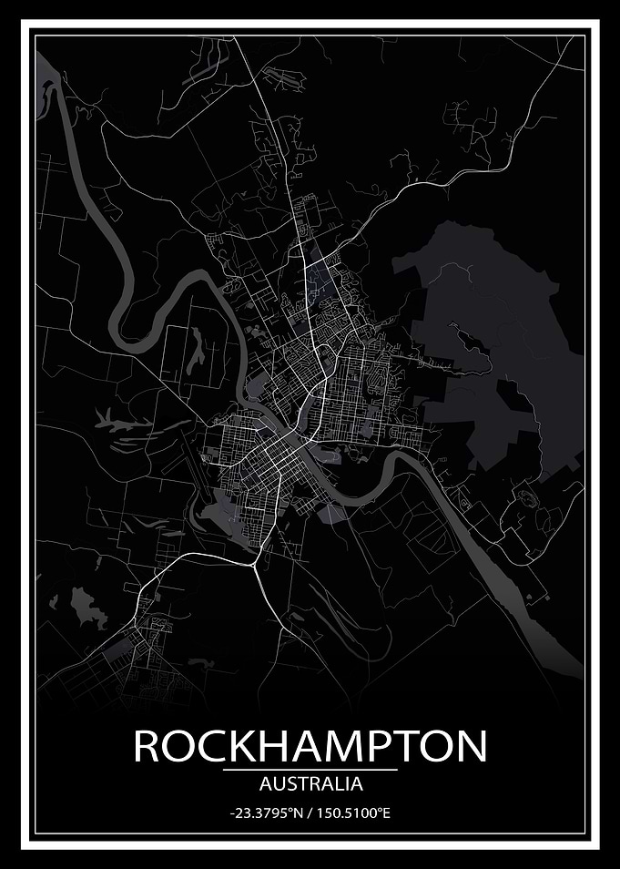 Rockhampton Black City Map