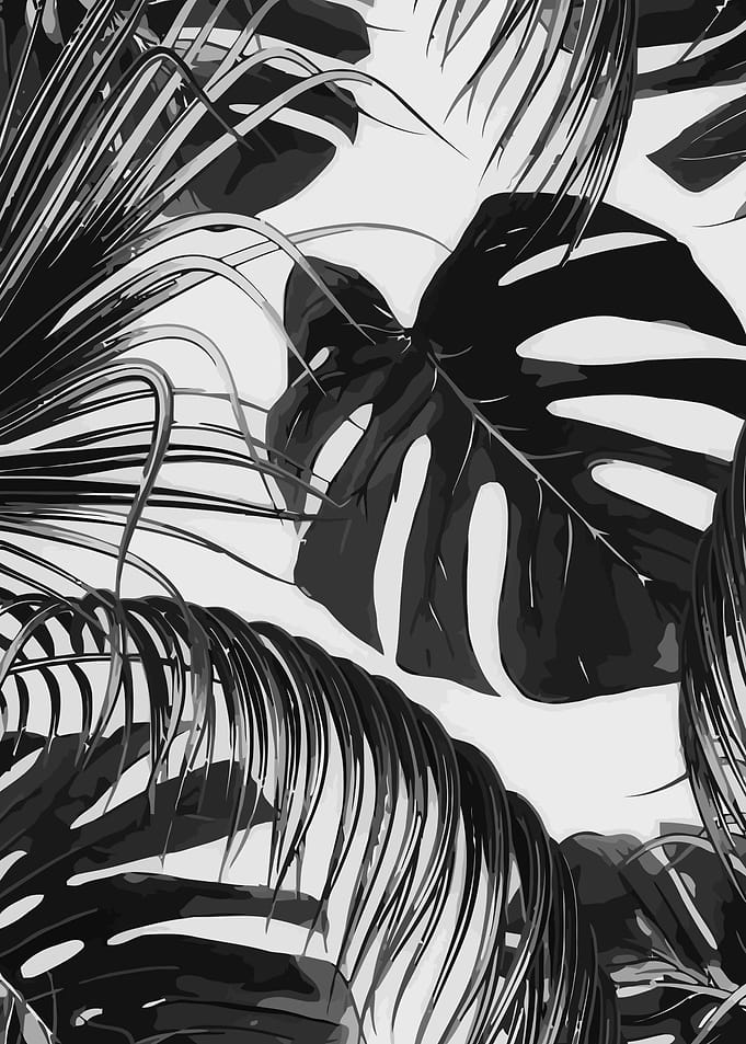 black white floral