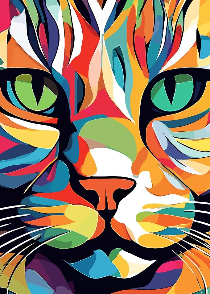 Colorful Cat Face Abstract
