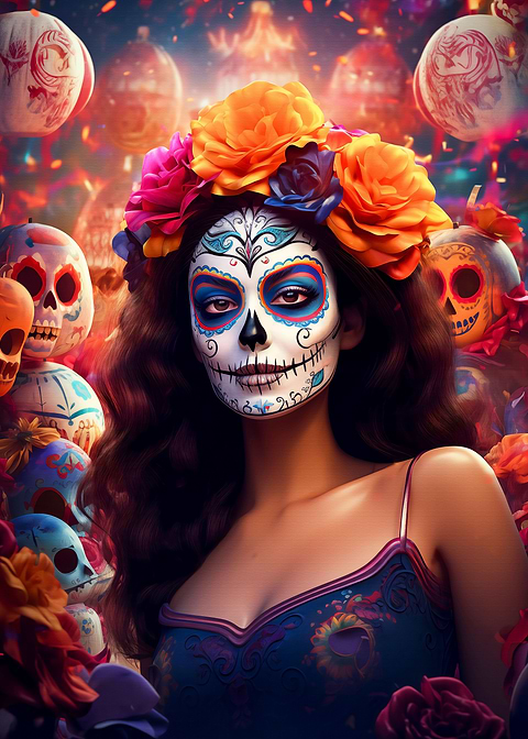 Festival of Tradition — sugar skull metal wall art