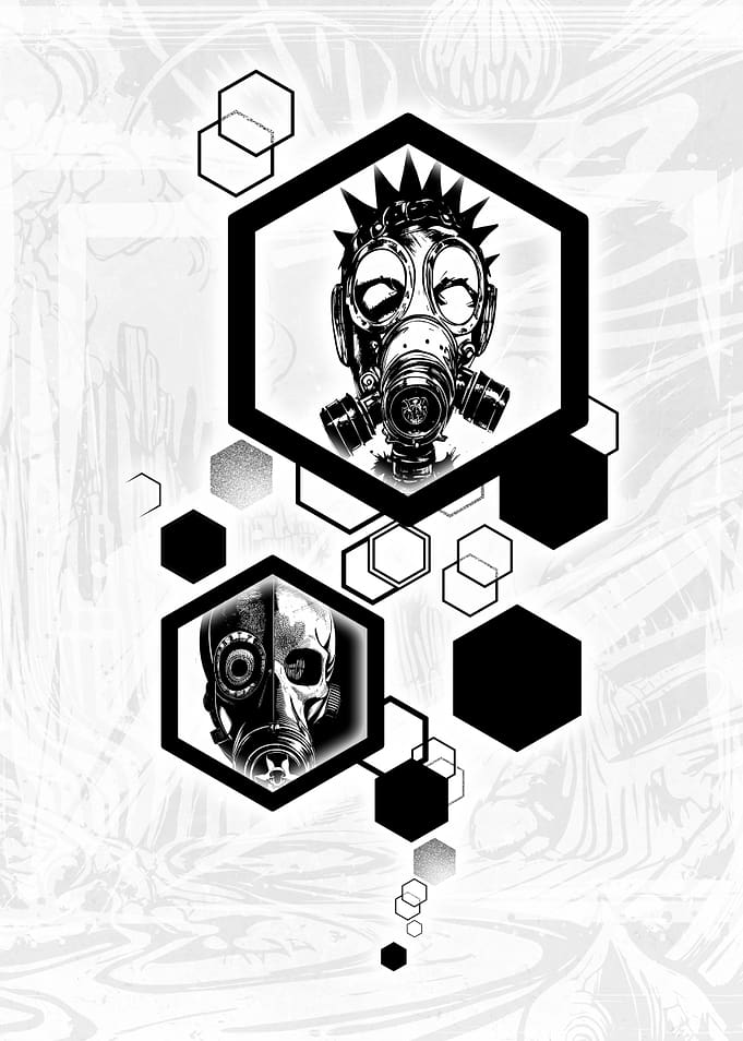 Punk Gasmask Hexagons