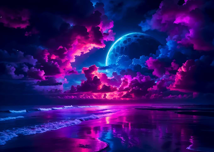 Moon over the sea