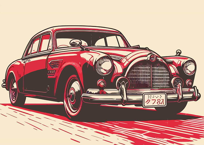 Red Old Car Artwork