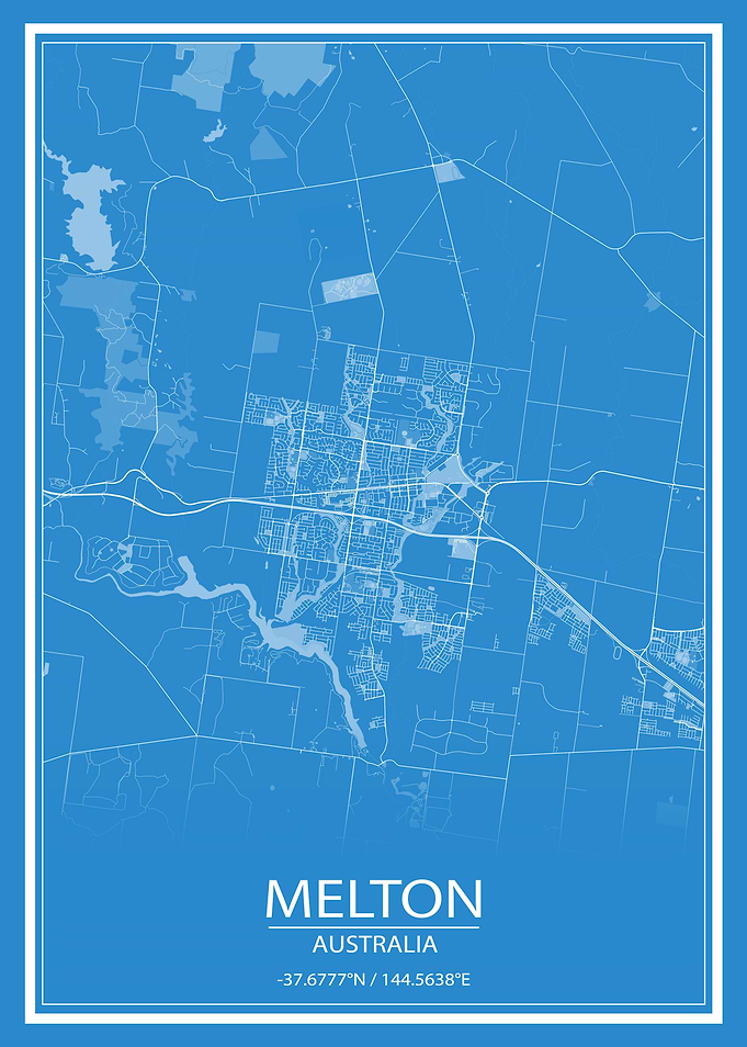 Melton Australia Blue Map