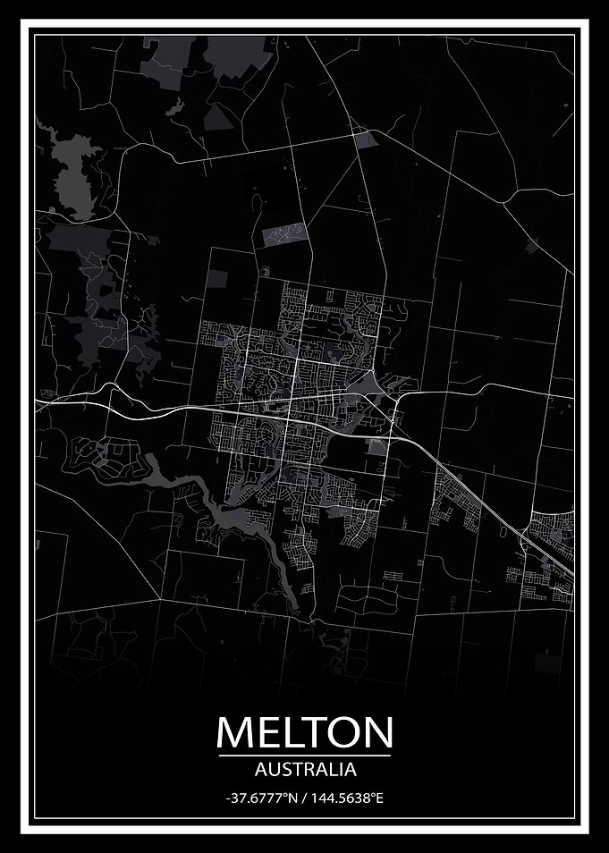 Melton Australia Black Map