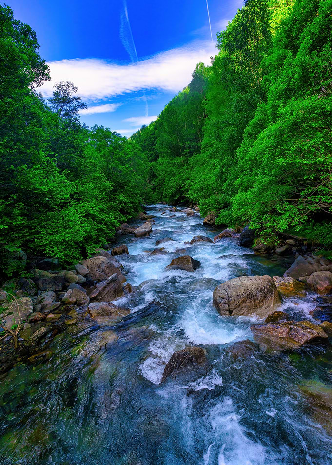 River landscape mountains