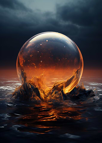 Golden Sphere on the Ocean