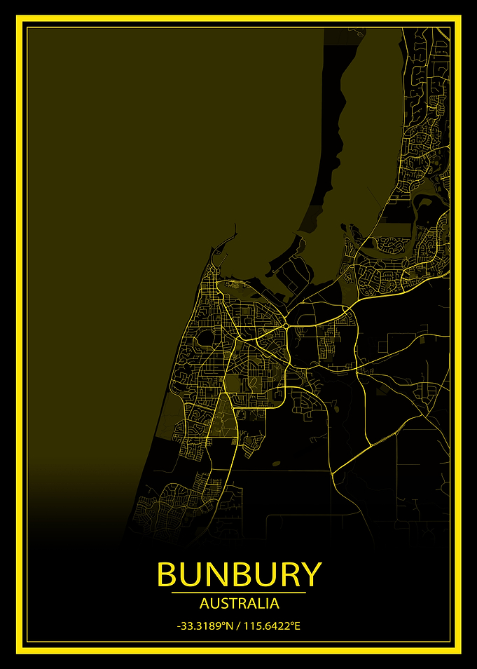 Bunbury AUS Yellow Map