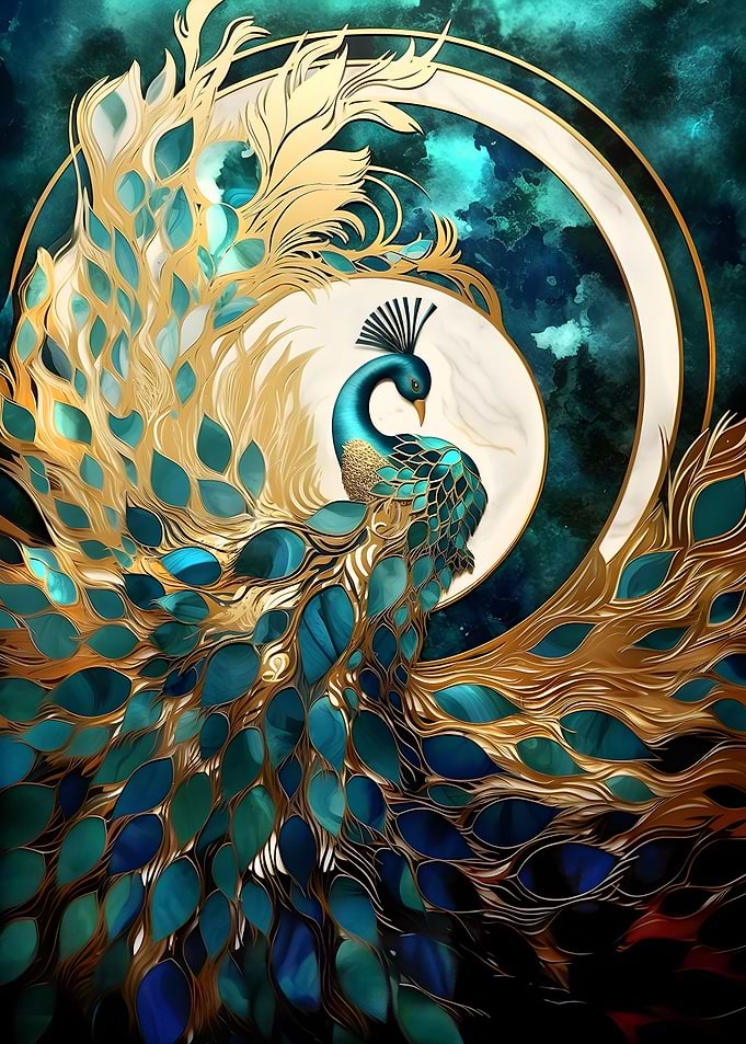 Abstract Peacock Kintsugi
