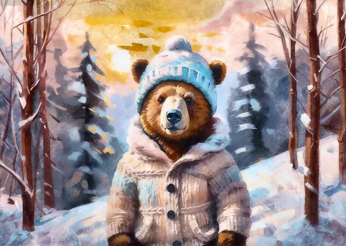 Winter cute bear