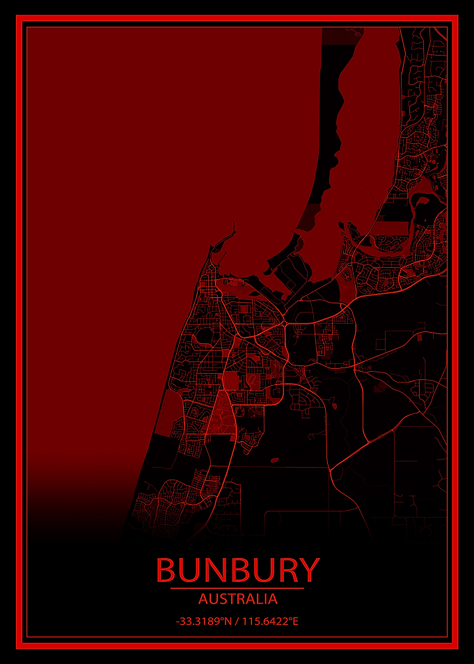 Bunbury Australia Red Map