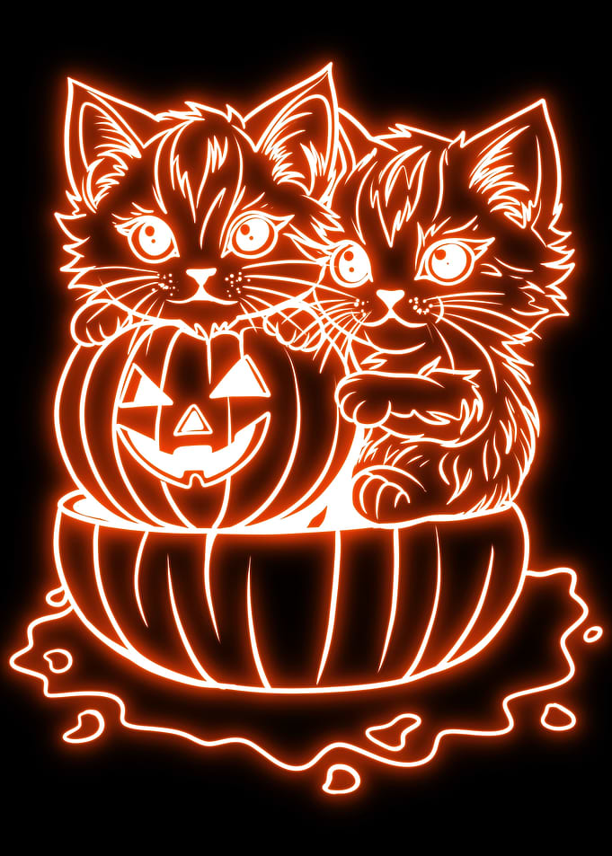 kitten pumpkin neon