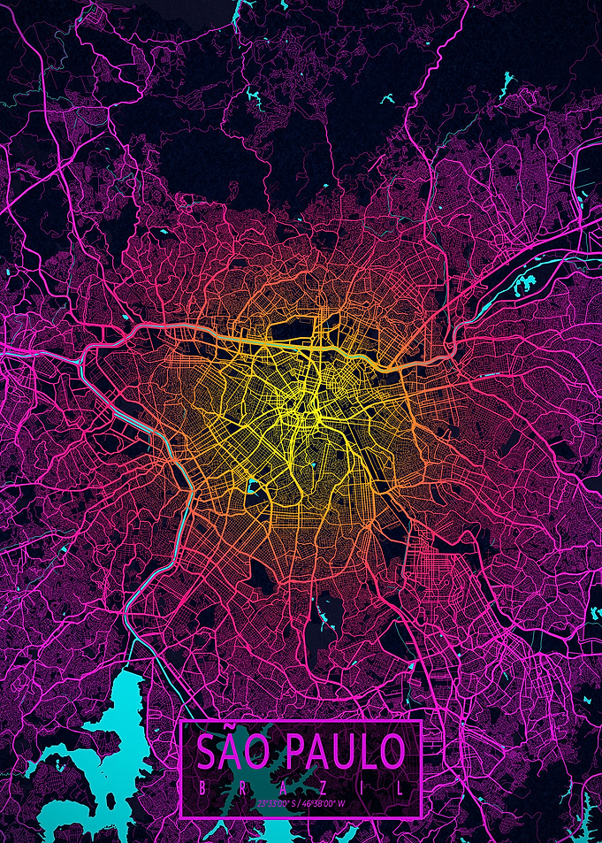 Sao Paulo City Map Neon