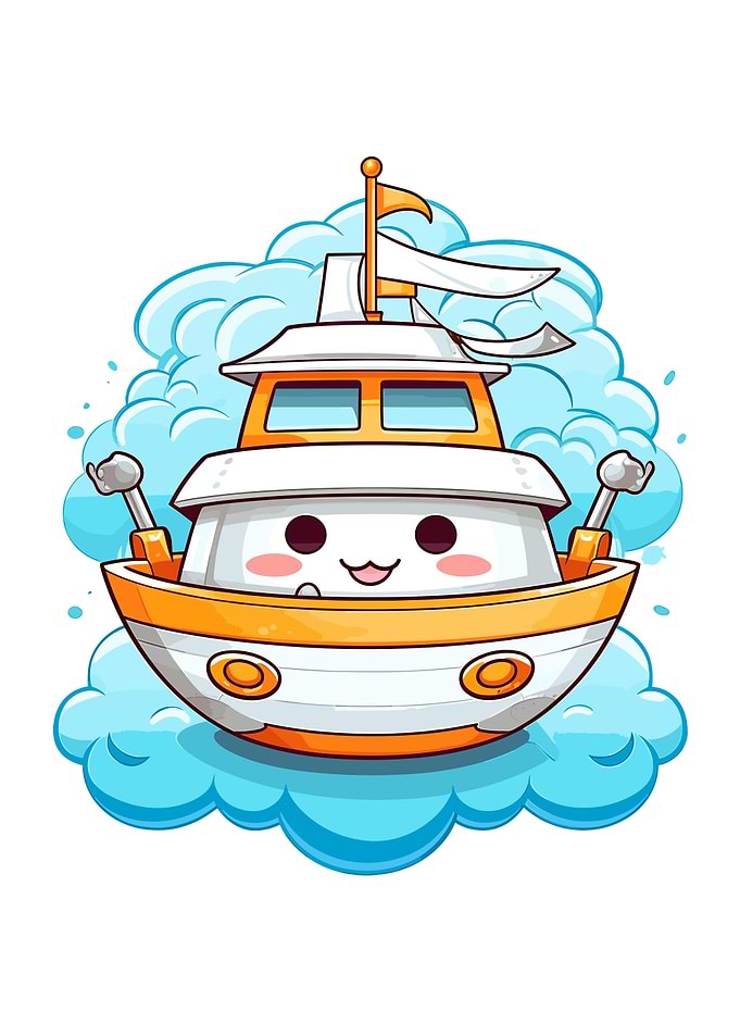 kawaii yacht cartoon