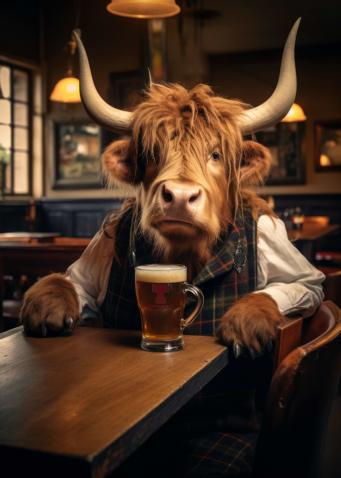 Highland Cow in the Tavern