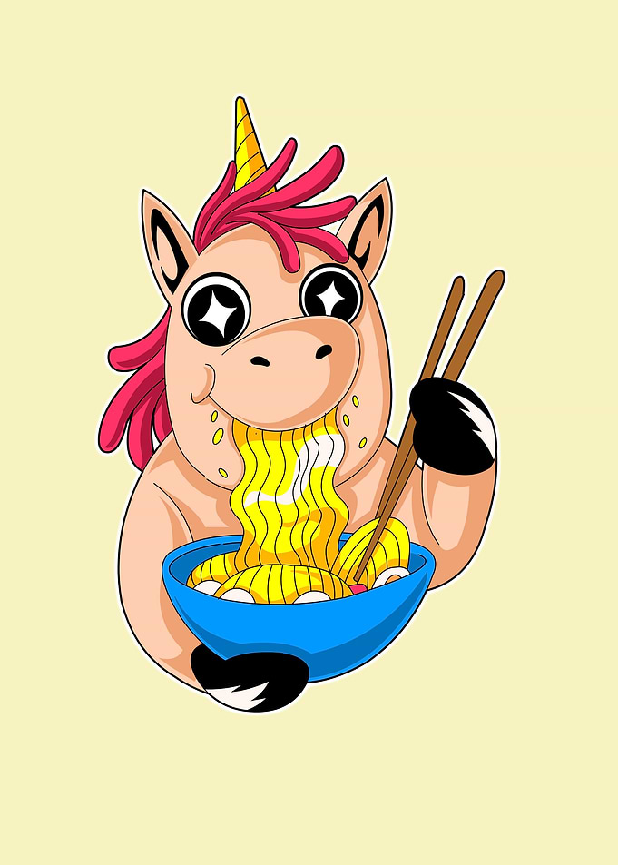 unicorn eating ramen