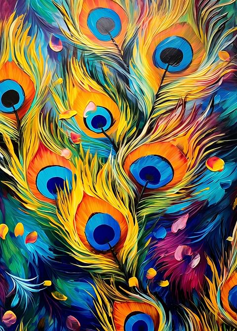 Feathers in Full Bloom — living room metal wall art