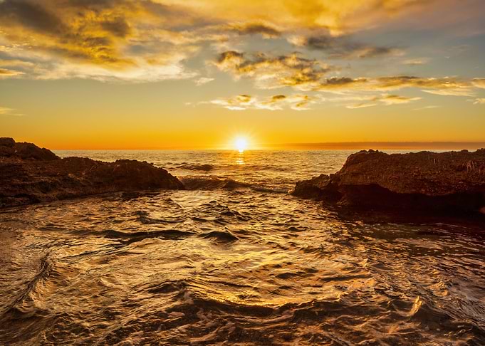 Sunset landscape sea ocean