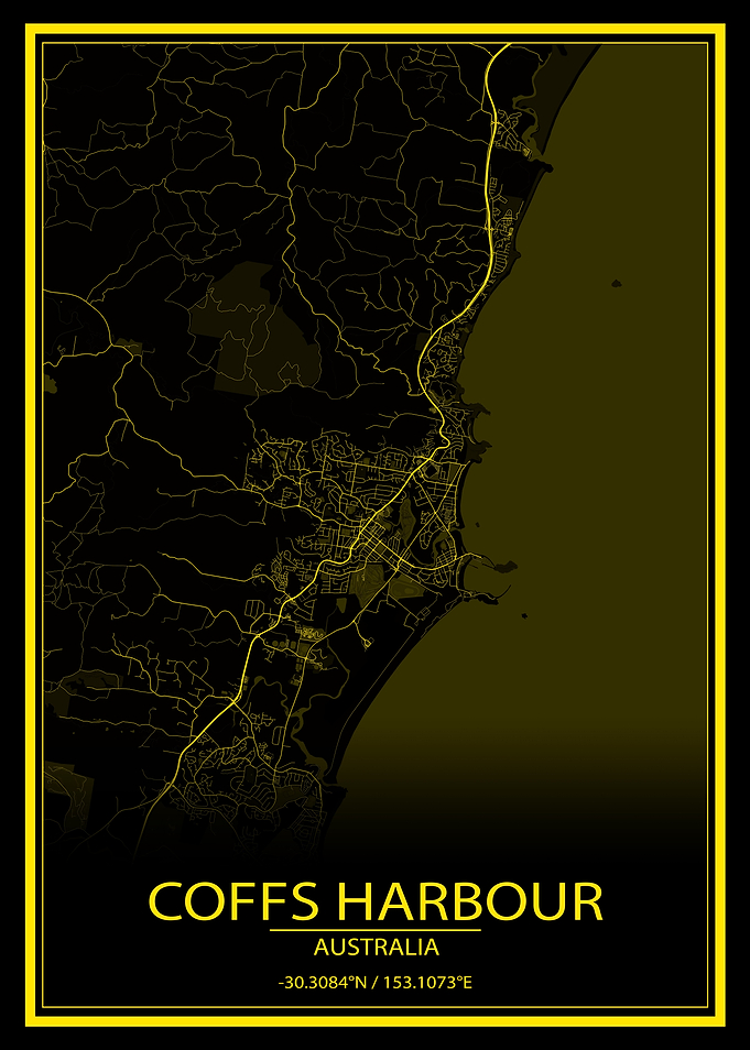 Coffs Harbour Yellow Map