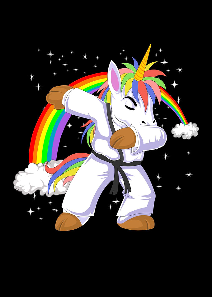 dabbing karate unicorn