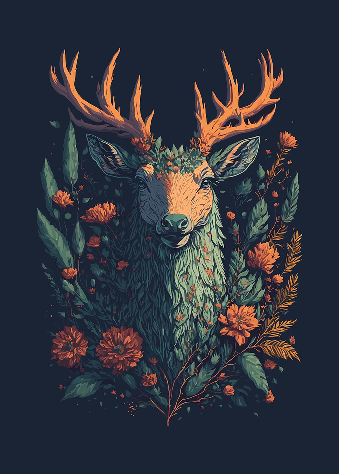 deer vintage style