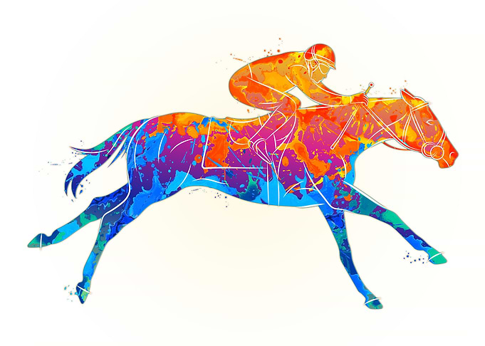 Racing horse with jockey