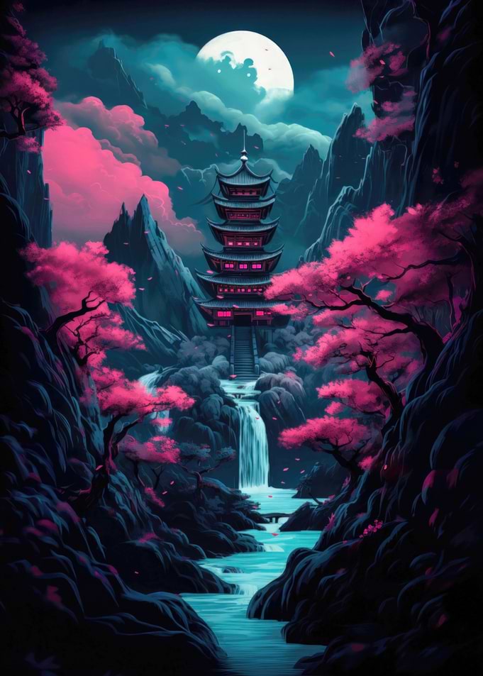 Cherry Blossom Waterfall