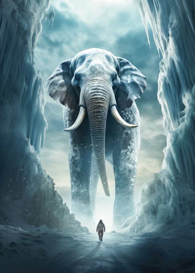 Giant Elephant and the Man