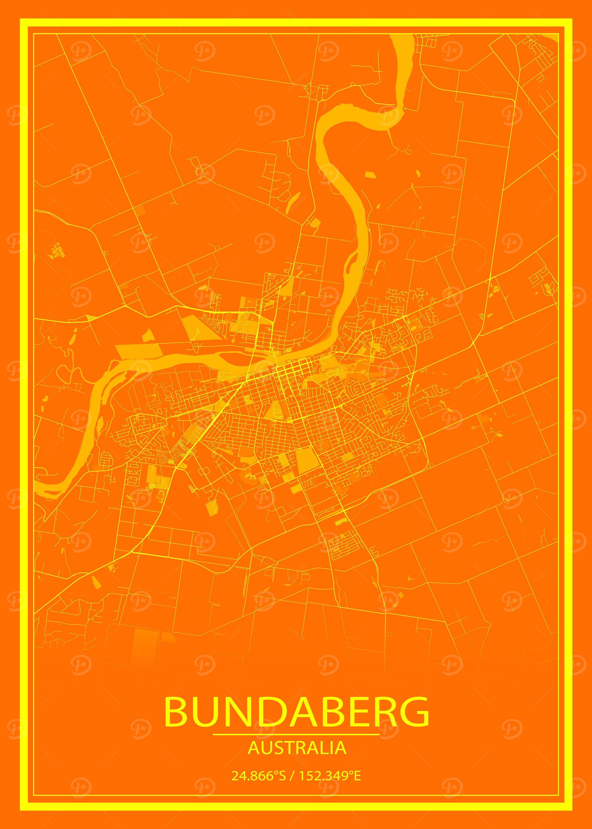 Bundaberg AUS Orange Map