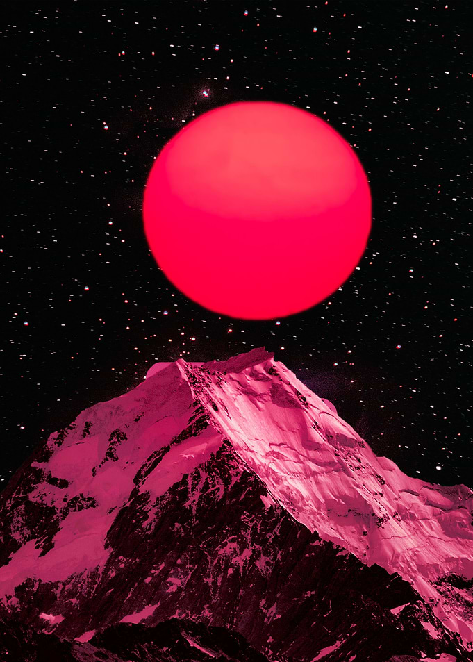 Red Moon on Mountain