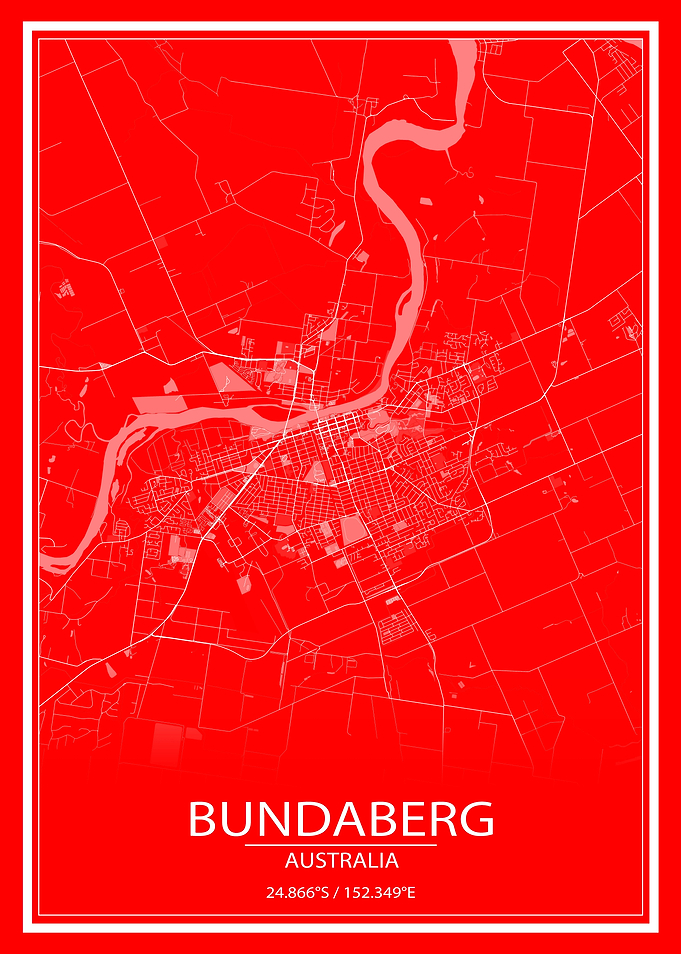 Bundaberg AUS Red City Map
