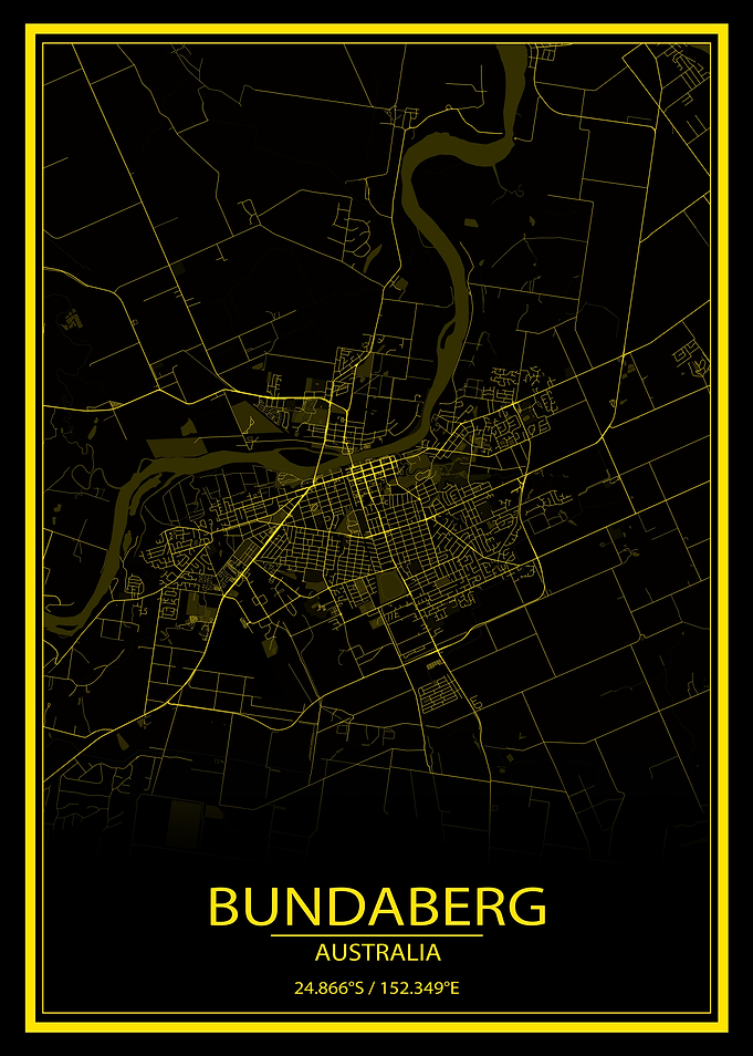 Bundaberg AUS Yellow Map