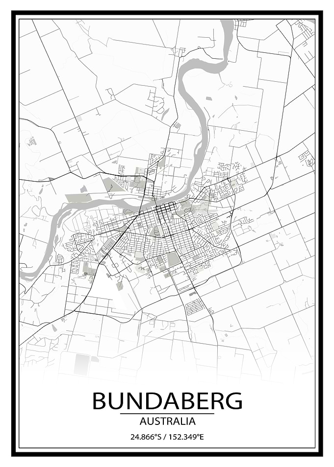 Bundaberg AUS White Map