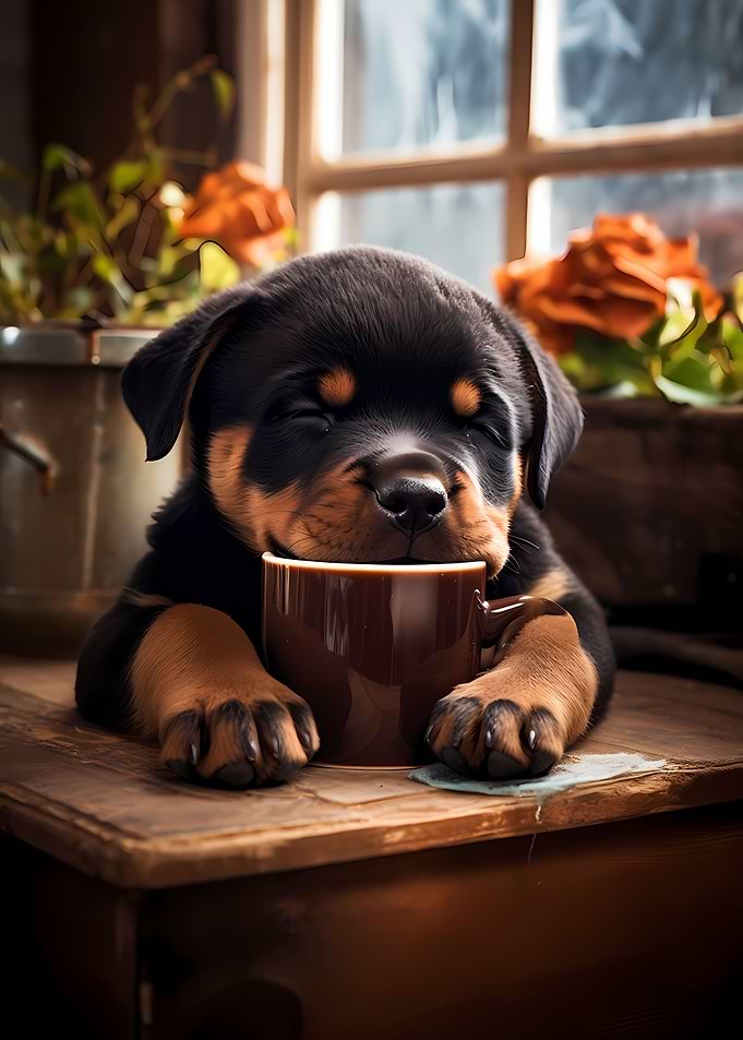 Rottweiler Coffee Pup Dog