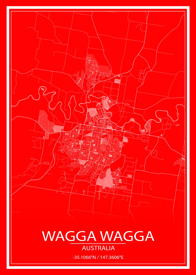 Wagga Wagga Red White Map