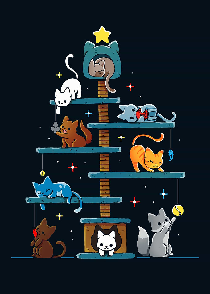 Christmas Tree House Cats