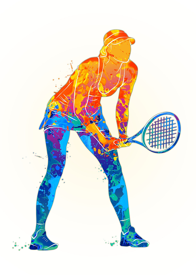 Tennis player with a racke