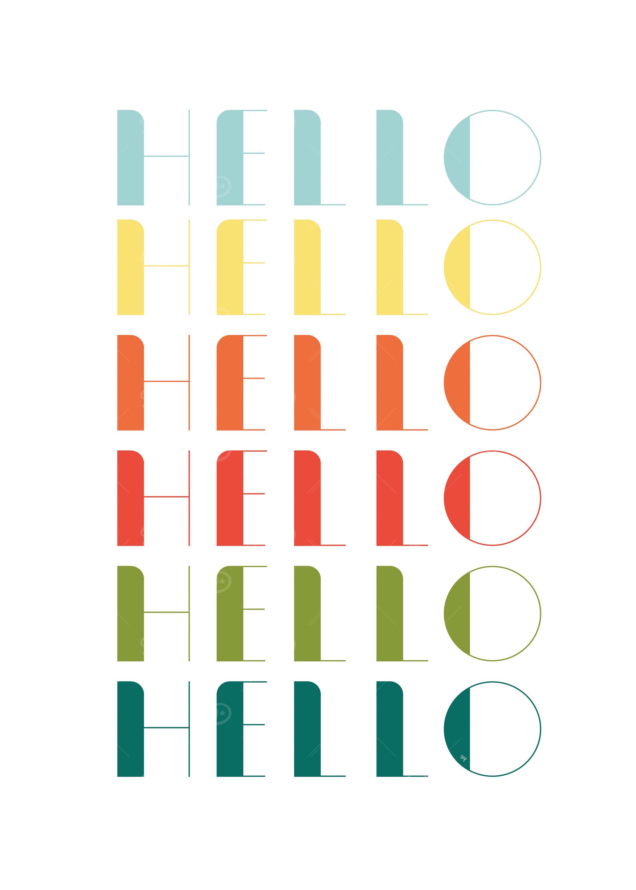 Colourful retro hello