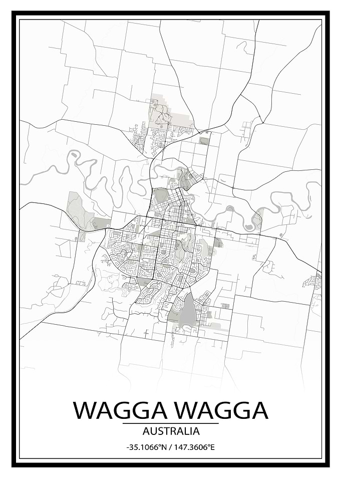 Wagga Wagga AUS White Map
